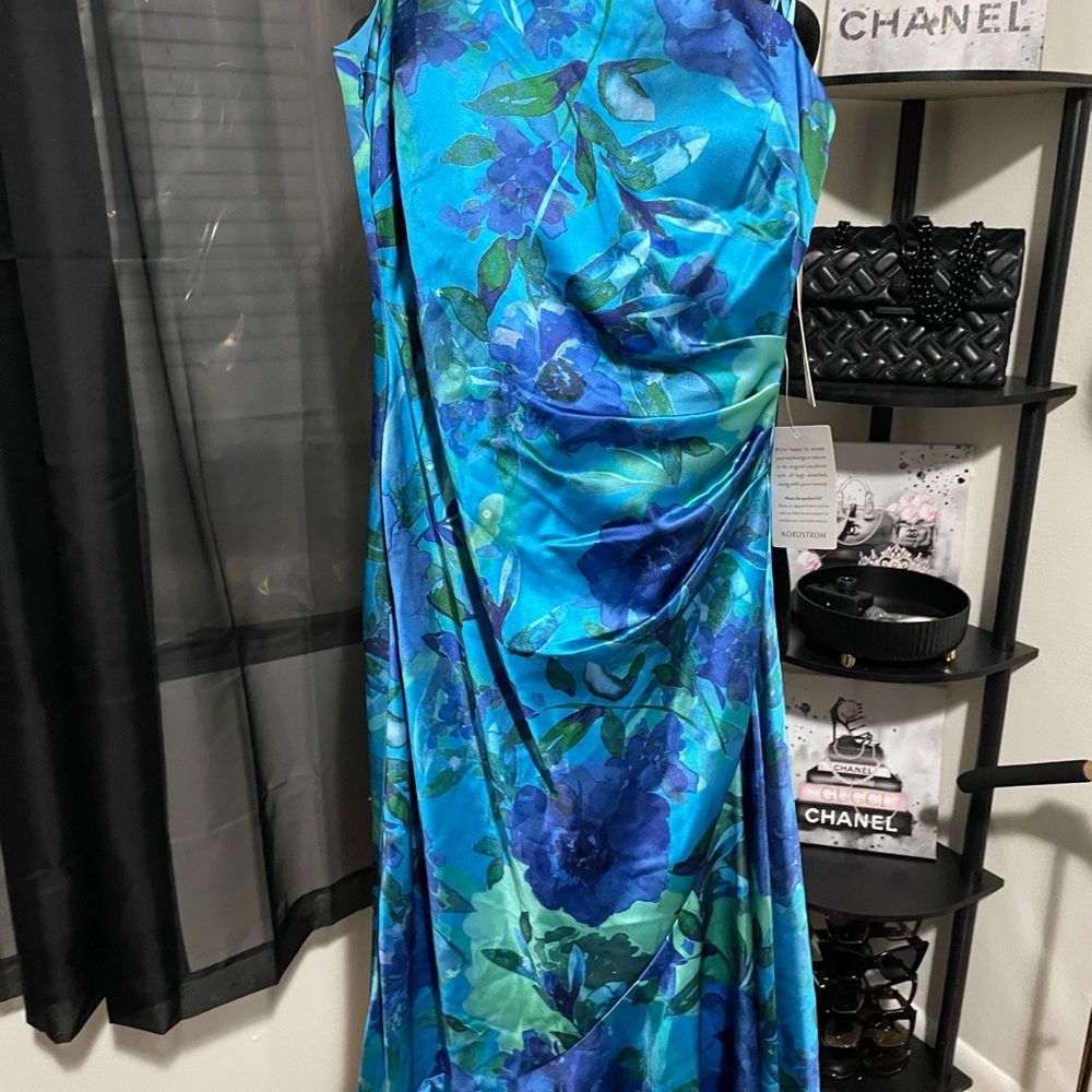 Floral One Shoulder Ruffle Cocktail Dress - Picture 6 of 13